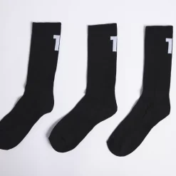 11 Degrees 3 Pack Back Logo Socks – Black/Black/Black