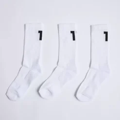 11 Degrees 3 Pack Back Logo Socks – White/White/White
