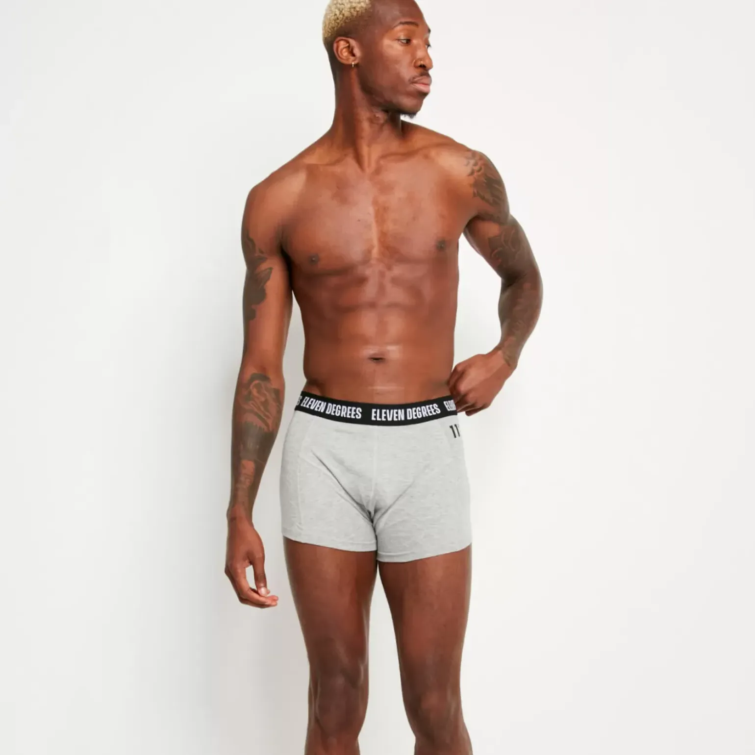 11 Degrees 3 Pack Boxers – Black/White/Grey Marl