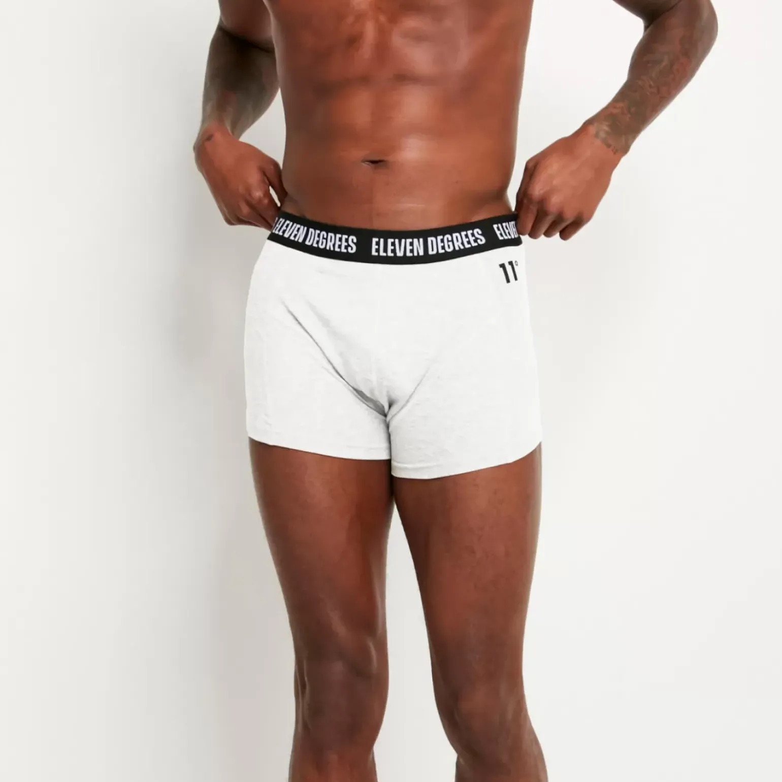 11 Degrees 3 Pack Boxers – Black/White/Grey Marl
