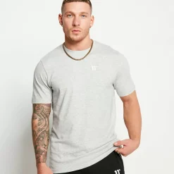 11 Degrees 3 Pack Essential Muscle Fit Short Sleeve T-Shirts – Black / White / Grey Marl
