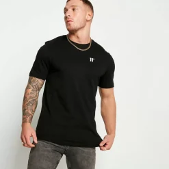 11 Degrees 3 Pack Essential Muscle Fit Short Sleeve T-Shirts – Black / White / Grey Marl