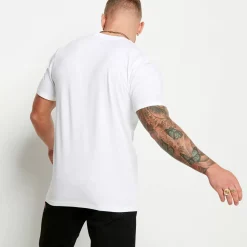 11 Degrees 3 Pack Essential Muscle Fit Short Sleeve T-Shirts – Black / White / Grey Marl