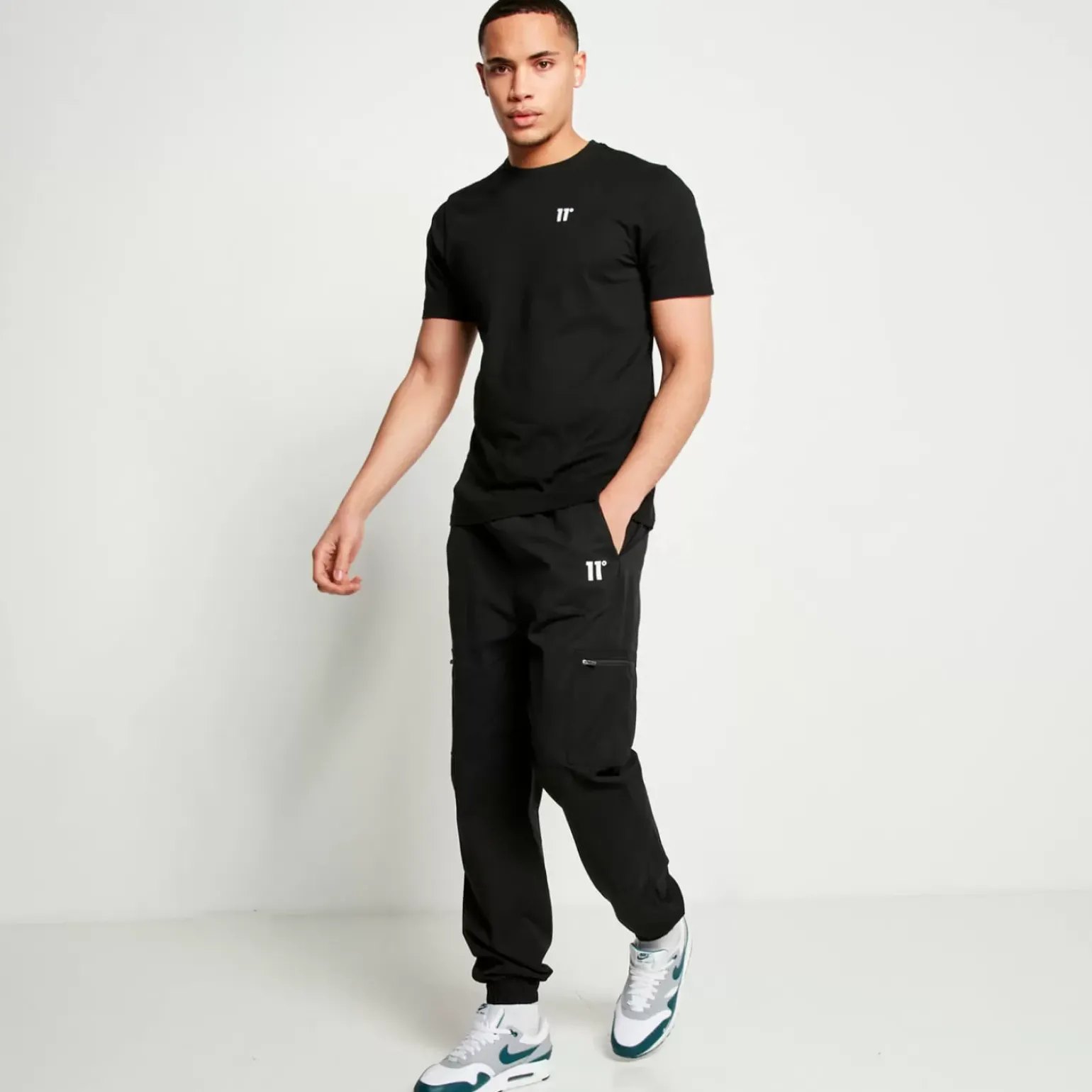 11 Degrees 3 Pack Essential Short Sleeve T-Shirts – Black / White / Grey Marl