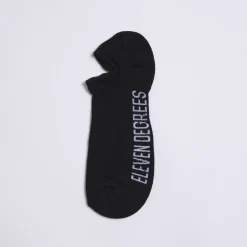11 Degrees 3 Pack Text Graphic Trainer Liner Socks – Black/Black/Black