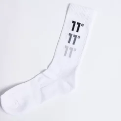 11 Degrees 3 Pack Triple Logo Socks – White/White/White