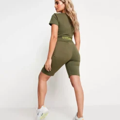 11 Degrees Back Print Cycling Short – Khaki