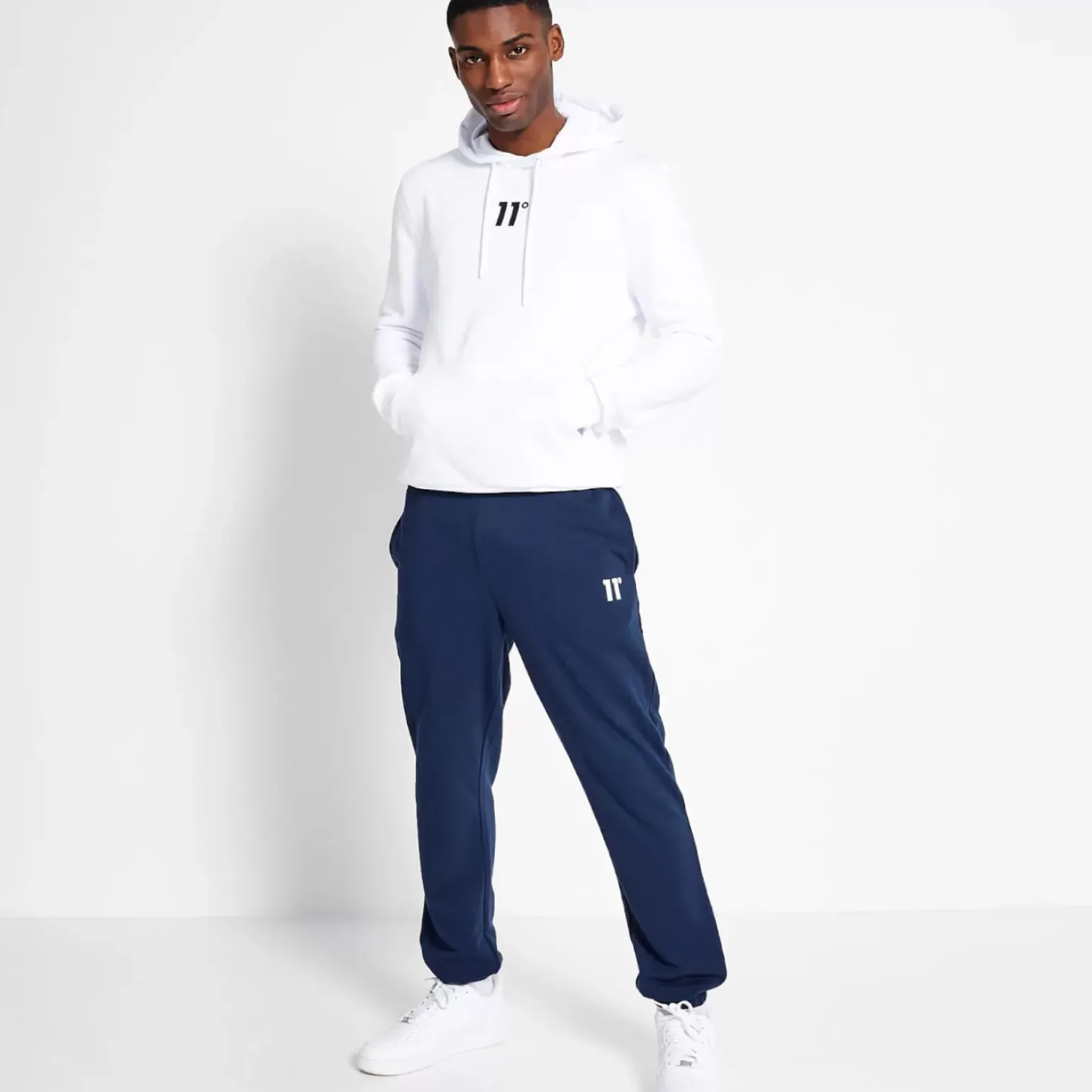11 Degrees Central Logo Pullover Hoodie - White