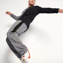 11 Degrees Colour Block Joggers Regular Fit – Charcoal Marl / Black / Gold