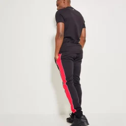 11 Degrees Colour Block Piped Joggers Regular Fit – Black / Goji Berry Red / White