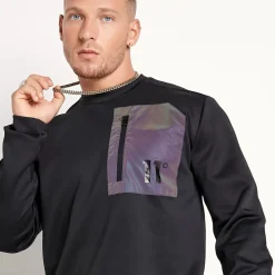 11 Degrees Contrast Pocket Poly Top – Black / Iridescent Reflective