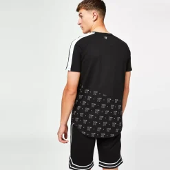 11 Degrees Cut & Sew Panel Muscle Fit Short Sleeve T-Shirt – Black/White