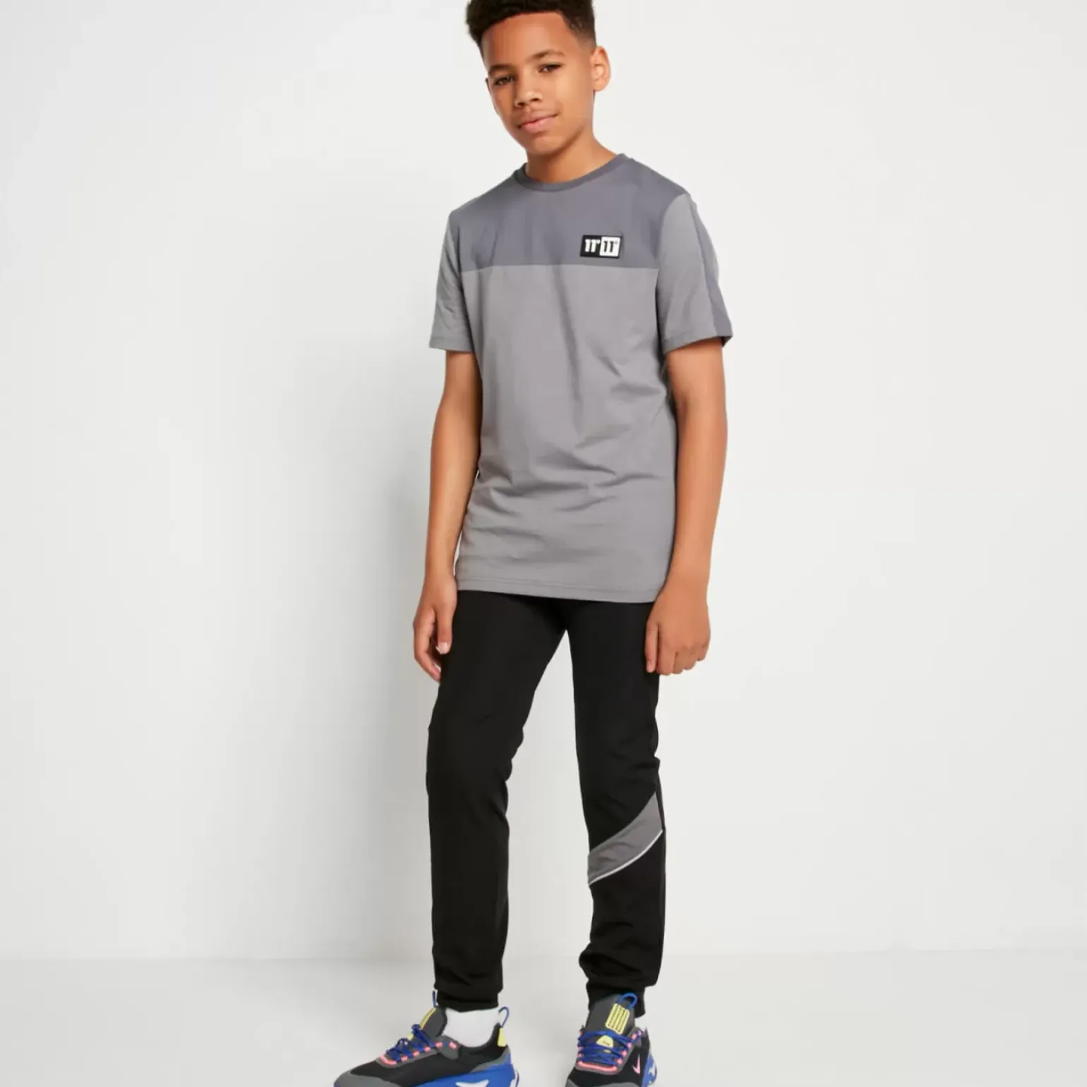 11 Degrees Cut And Sew Domino Poly T-Shirt – Shadow Grey/Steel