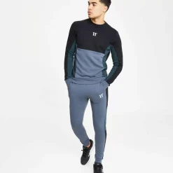 11 Degrees Cut And Sew Joggers Skinny Fit – Anthracite / Black / Darkest Spruce Green