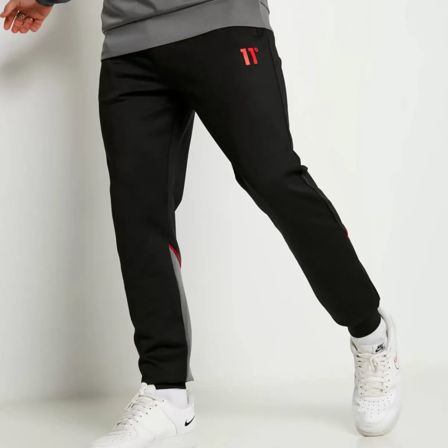 11 Degrees Cut And Sew Piped Track Pants – Black/Charcoal/Ski Patrol Red