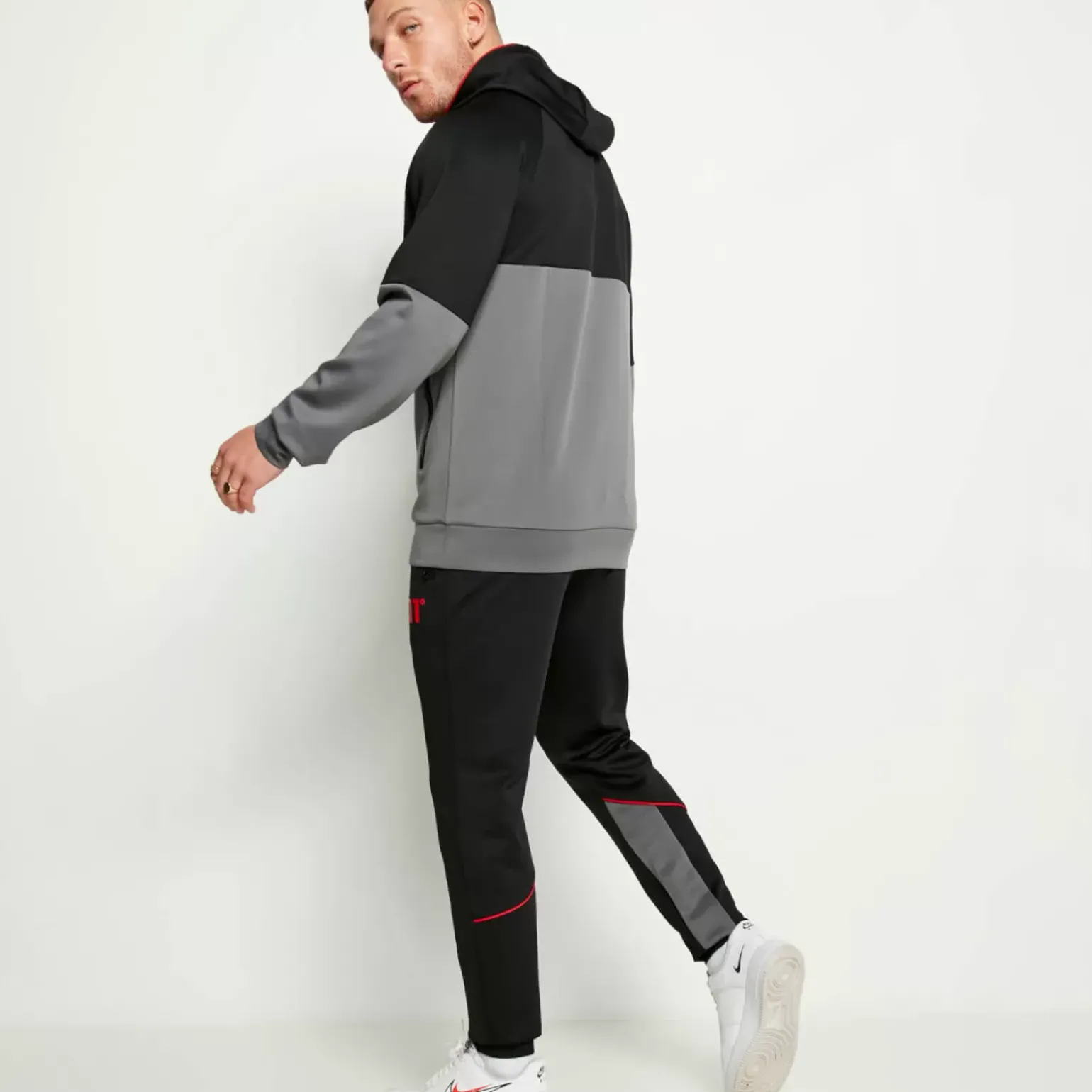 11 Degrees Cut And Sew Piped Track Pants – Black/Charcoal/Ski Patrol Red