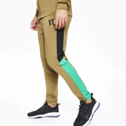 11 Degrees Fahrenheit Colour Block Poly Track Pants – Black / Green / Bright Green