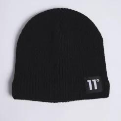 11 Degrees Fleece Lined Knitted Beanie – Black
