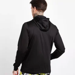 11 Degrees Floral Chevron Cut And Sew Full Zip Poly Track Top With Hood – Black / White / Yellow