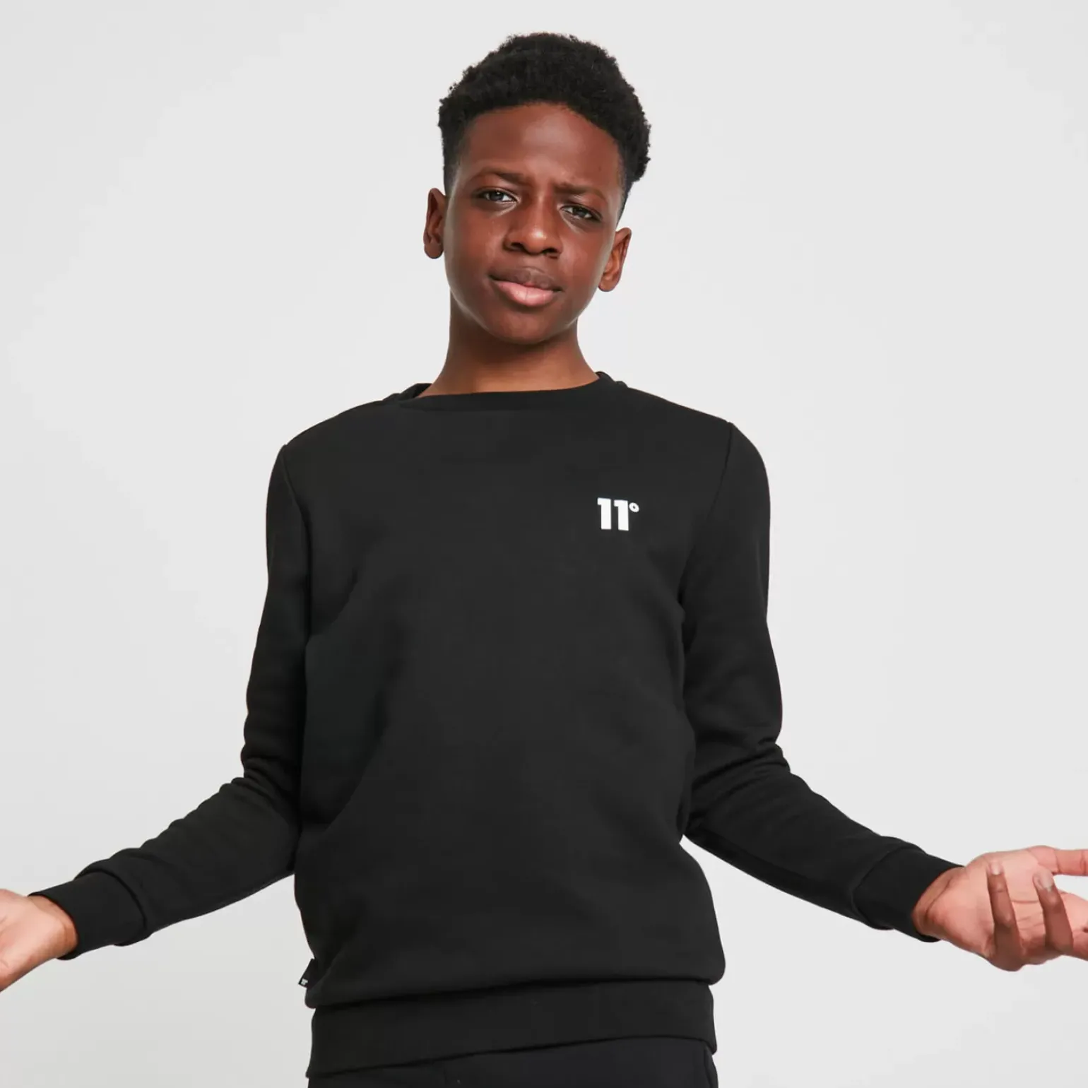 11 Degrees Junior Core Sweatshirt Small Logo – Black