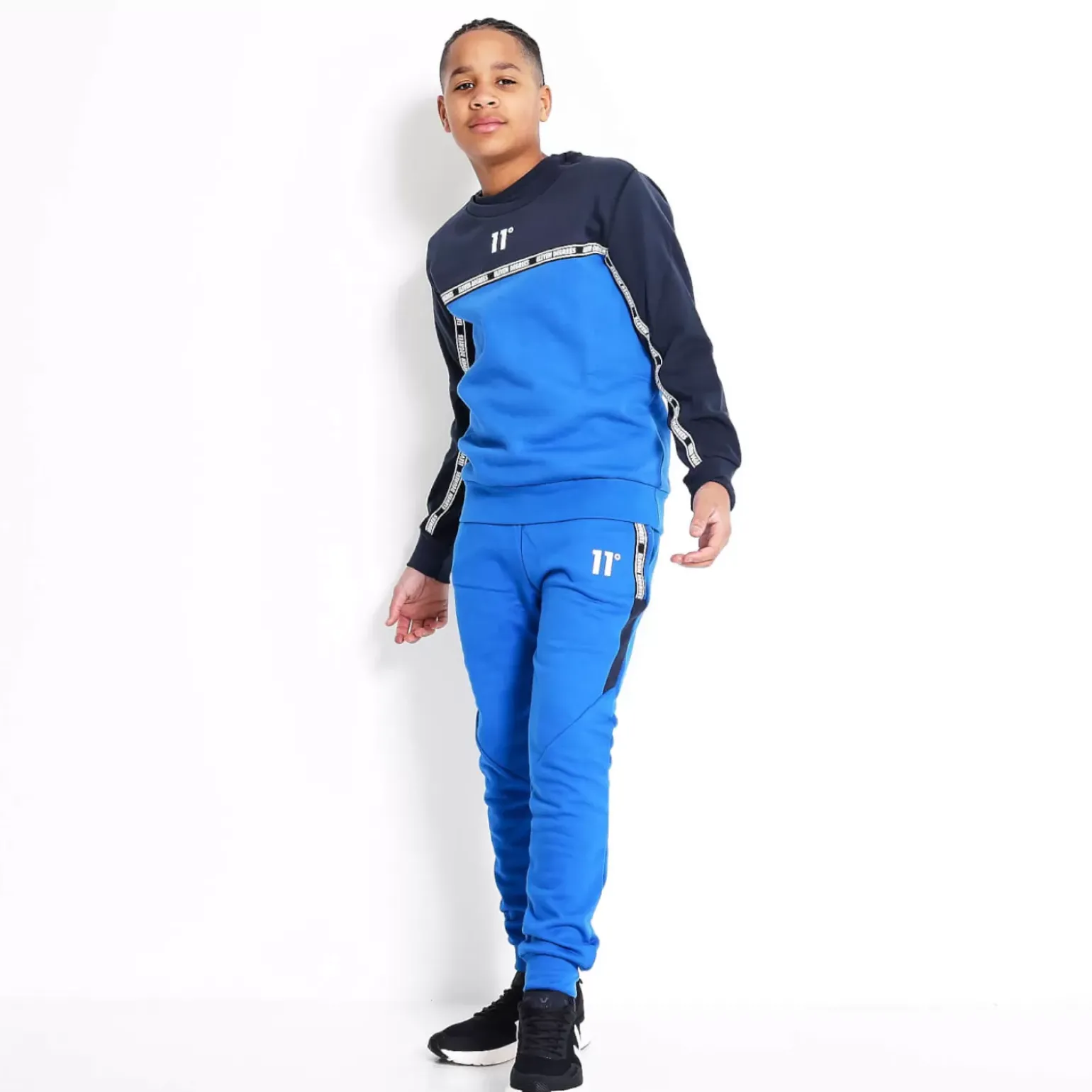 11 Degrees Junior Cut And Sew Taped Sweatshirt – Navy/Skydiver Blue