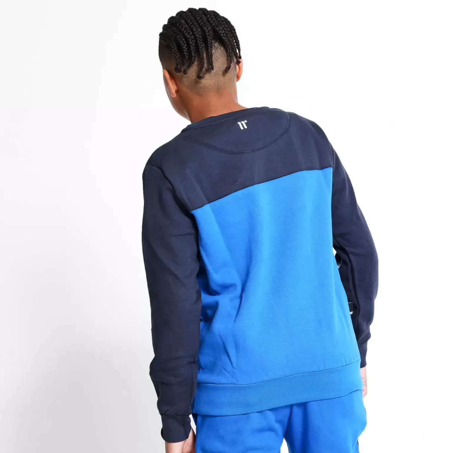 11 Degrees Junior Cut And Sew Taped Sweatshirt – Navy/Skydiver Blue