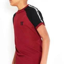 11 Degrees Junior Taped Ringer T-Shirt - Pomegranate/Black