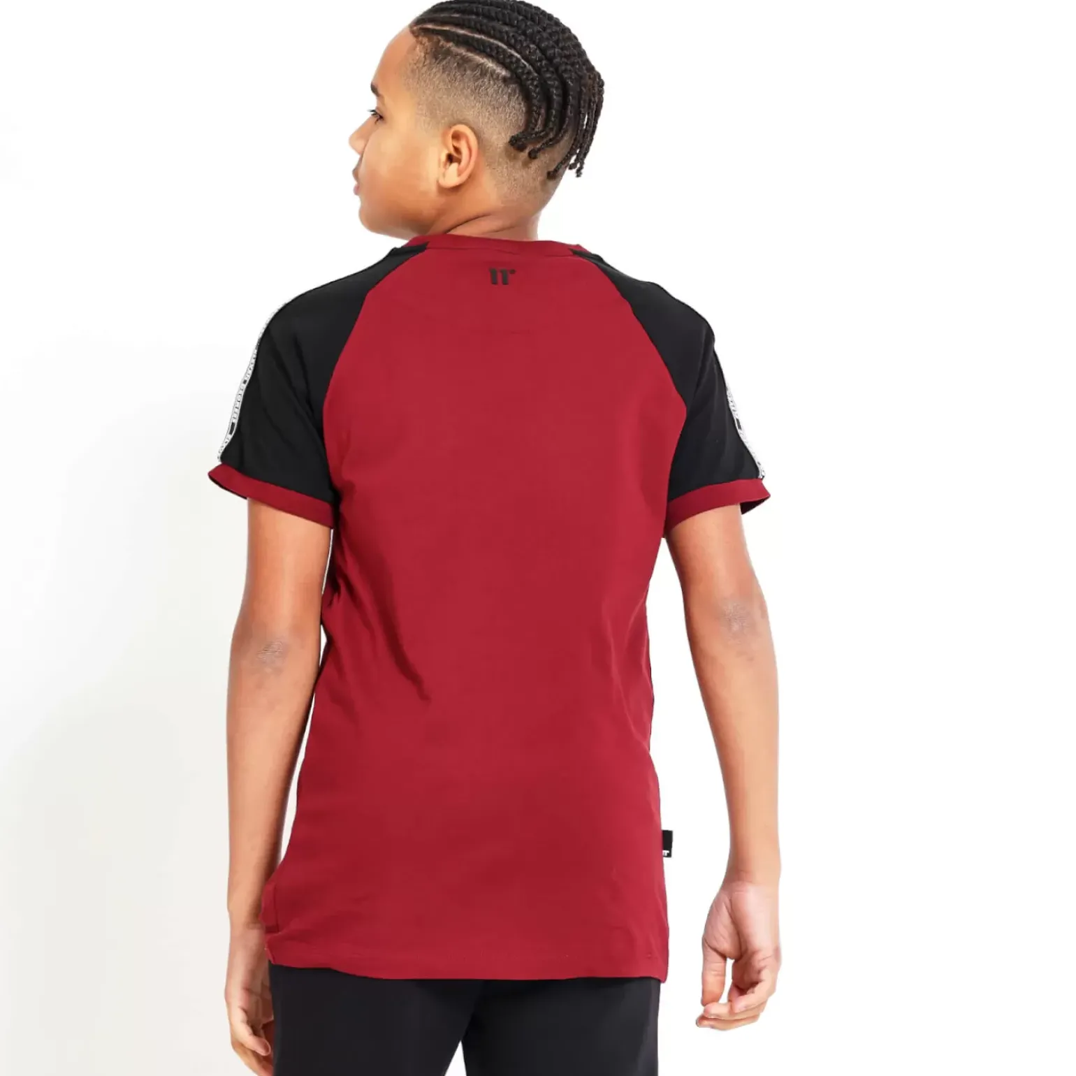 11 Degrees Junior Taped Ringer T-Shirt - Pomegranate/Black