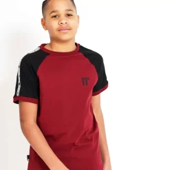 11 Degrees Junior Taped Ringer T-Shirt - Pomegranate/Black