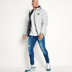11 Degrees Large Panel Puffer Jacket – Silver