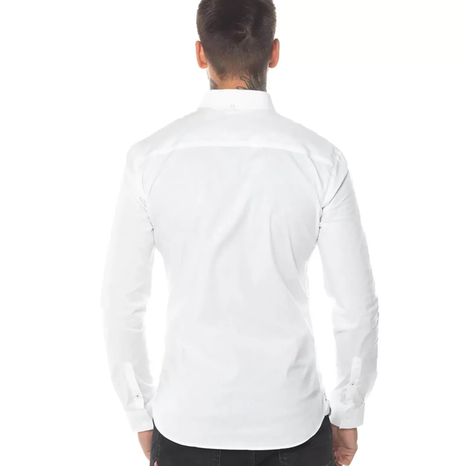 11 Degrees Long Sleeve Contrast Logo Shirt – White