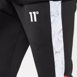 11 Degrees Marble Print Cut & Sew Track Pants – White / Black / Ski Patrol Red