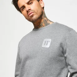 11 Degrees Men'S Reflective Logo Sweatshirt - Charcoal Marl/Reflective