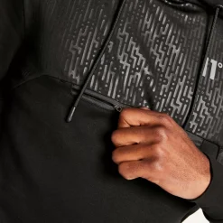 11 Degrees Mixed Fabric Pullover Hoodie – Black