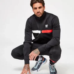 11 Degrees Paint Stroke Track Top – Black