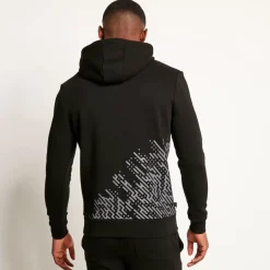 11 Degrees Placement Circuit Print Pullover Hoodie – Black