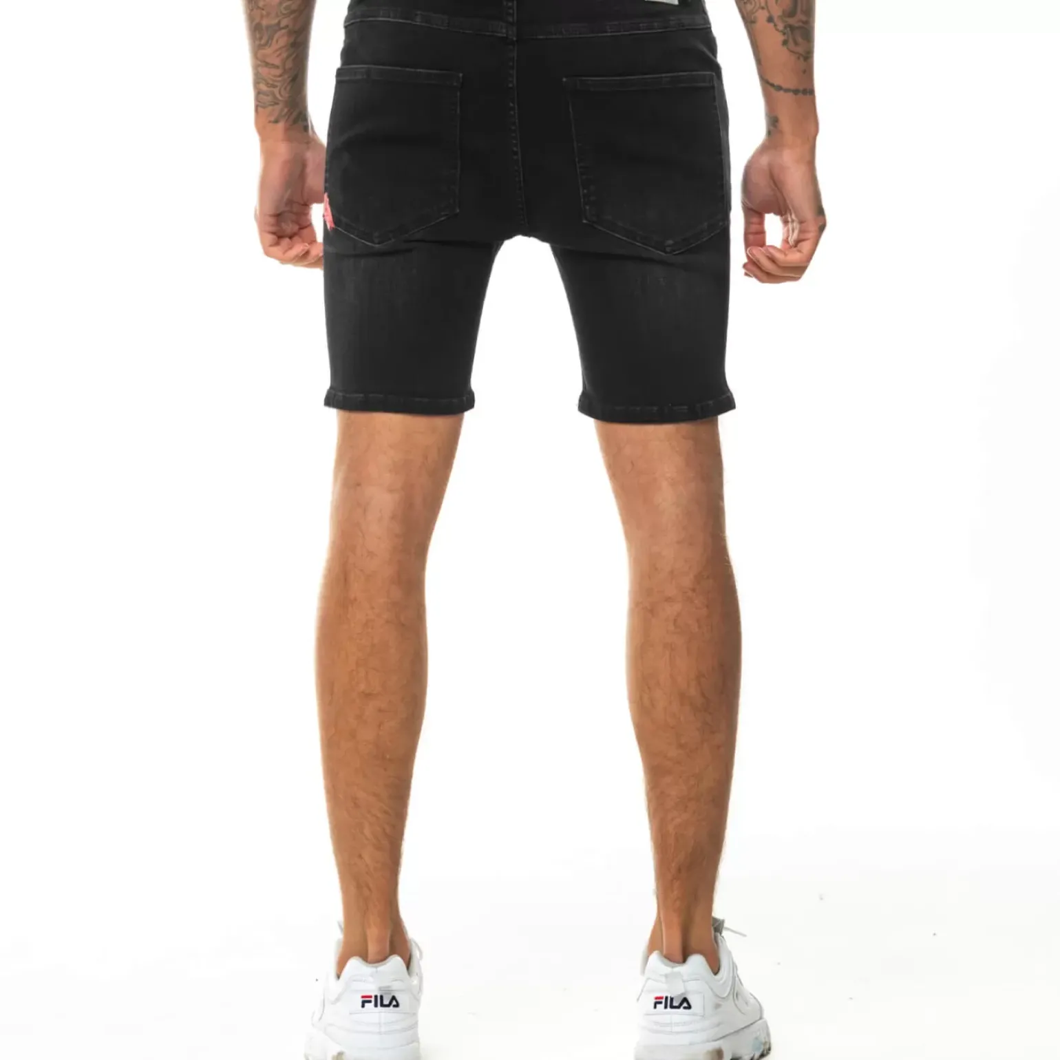 11 Degrees Rip And Repair Skinny Shorts – Washed Black