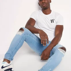 11 Degrees Sustainable Distressed Jeans Skinny Fit – Light Wash