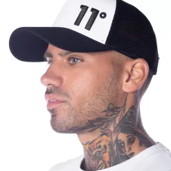 11 Degrees Trucker Cap High Build Logo – Black/White