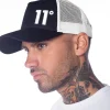 11 Degrees Trucker Cap High Build Logo – Black