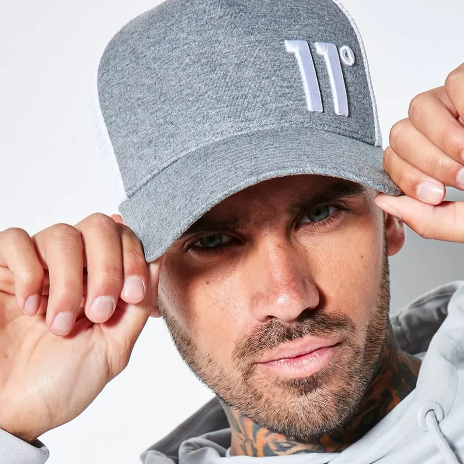 11 Degrees Trucker Cap High Build Logo – Charcoal Marl
