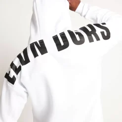 11 Degrees Unisex Large Logo Oversized Pullover Hoodie - White