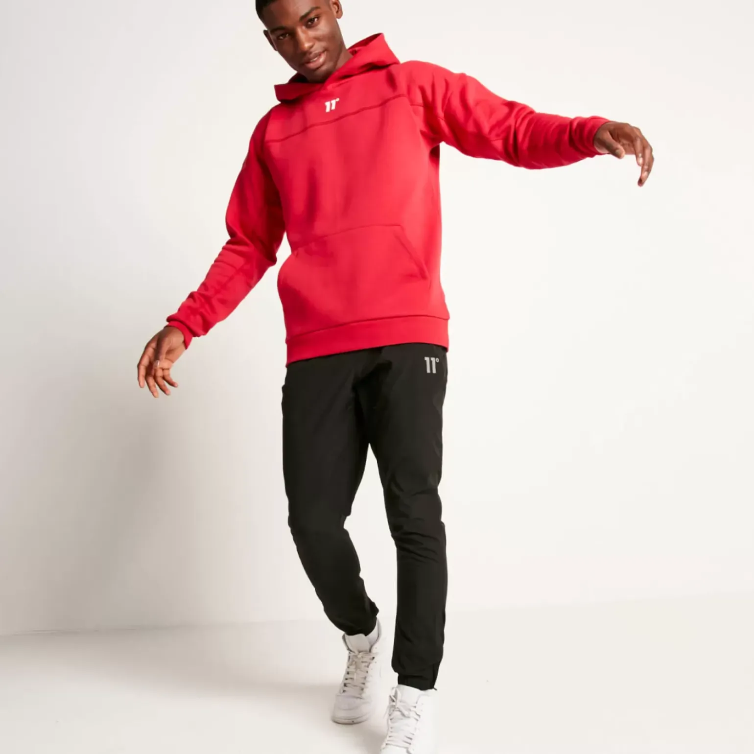 11 Degrees Unisex Large Logo Oversized Pullover Hoodie - Ski Patrol Red