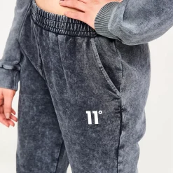11 Degrees Womens Acid Wash Reflective Joggers – Black