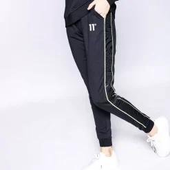 11 Degrees Womens Animal Print Contrast Joggers – Black