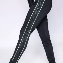 11 Degrees Womens Animal Print Contrast Joggers – Black