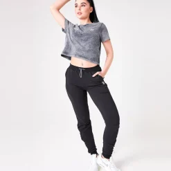 11 Degrees Womens Ben Nicky Acid Wash Cropped T-Shirt – Black Acid Wash / White