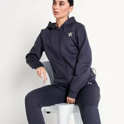 11 Degrees Womens Core Poly Track Top With Hood – Navy