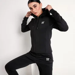 11 Degrees Womens Core Poly Track Top With Hood – Black