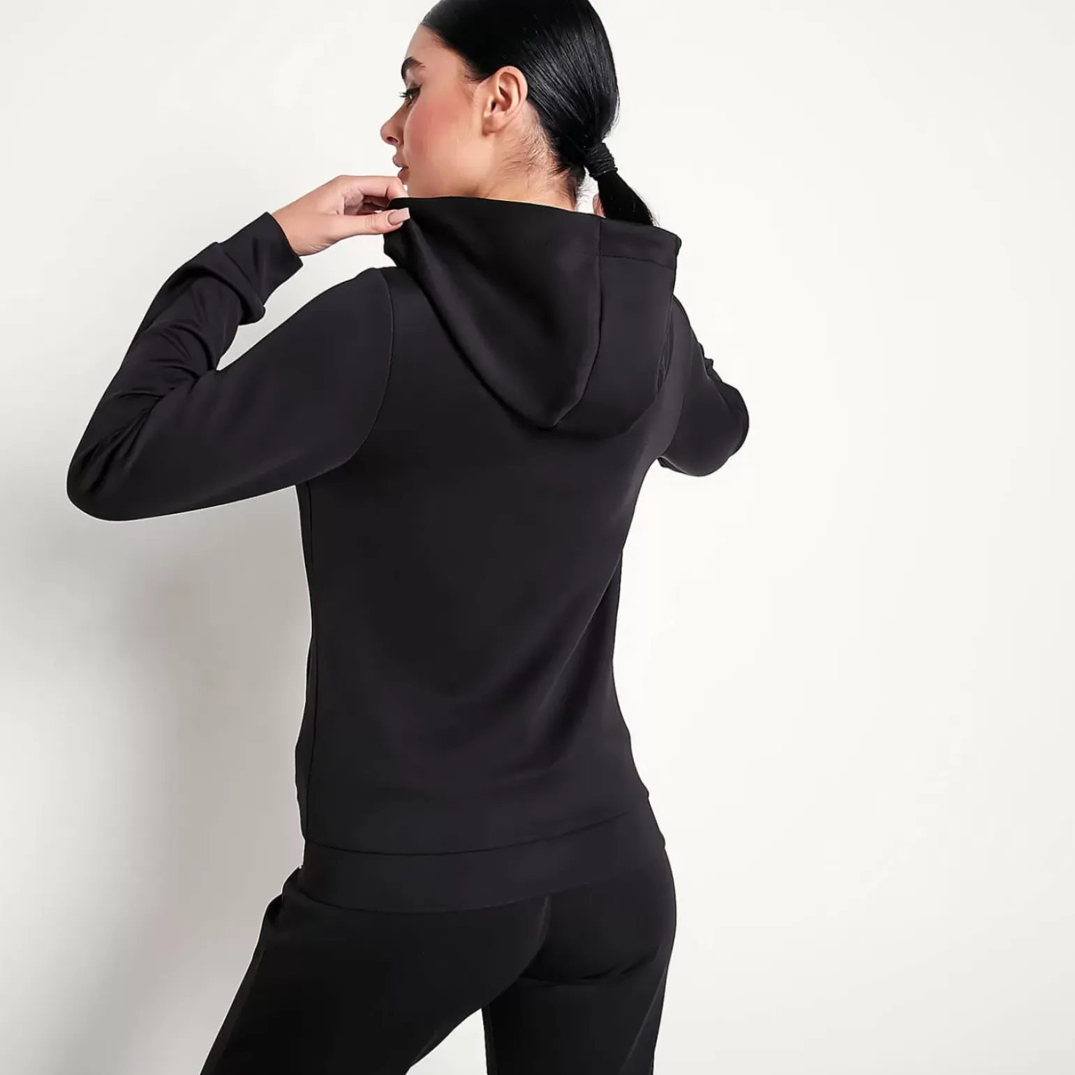 11 Degrees Womens Core Poly Track Top With Hood – Black